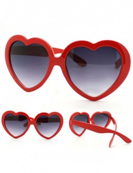 Oversized Women's Summer Fashion Heart-Shaped Plastic Frame Retro Sunglasses - Red - CL11LLKCHFL $9.06