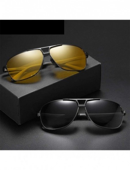 Square Sunglasses Polarized Antiglare Anti ultraviolet Travelling - Golden Frame Black Lens - C818WQY2XR4 $26.29