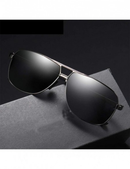 Square Sunglasses Polarized Antiglare Anti ultraviolet Travelling - Golden Frame Black Lens - C818WQY2XR4 $26.29