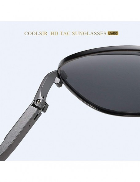 Square Sunglasses Polarized Antiglare Anti ultraviolet Travelling - Golden Frame Black Lens - C818WQY2XR4 $26.29