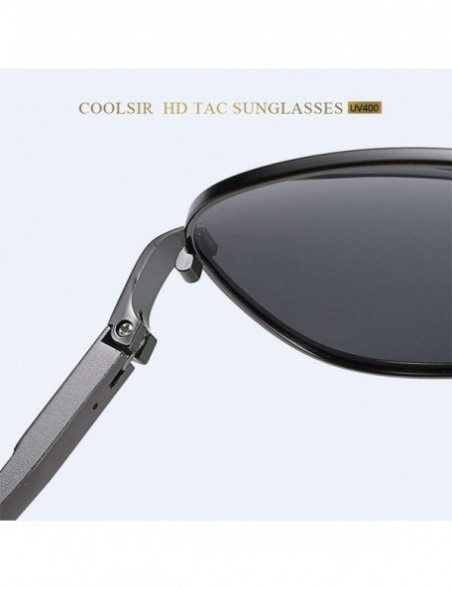 Square Sunglasses Polarized Antiglare Anti ultraviolet Travelling - Golden Frame Black Lens - C818WQY2XR4 $26.29