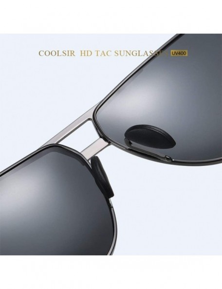 Square Sunglasses Polarized Antiglare Anti ultraviolet Travelling - Golden Frame Black Lens - C818WQY2XR4 $26.29