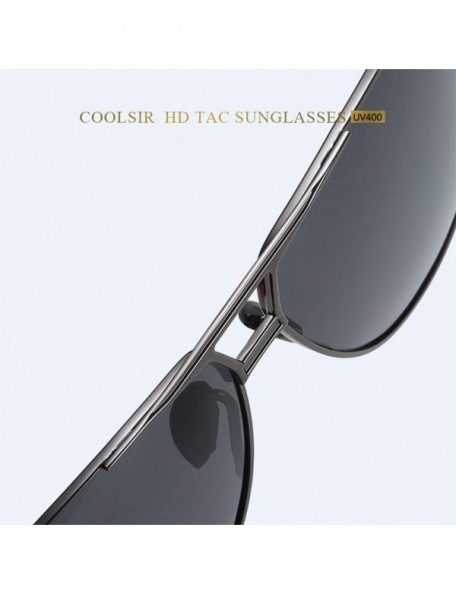 Square Sunglasses Polarized Antiglare Anti ultraviolet Travelling - Golden Frame Black Lens - C818WQY2XR4 $26.29