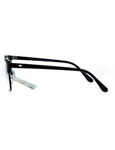 Rectangular Mens Classic Horned Half Rim Hipster Nerdy Retro Eye Glasses - All Black - C9183N7DL45 $11.49