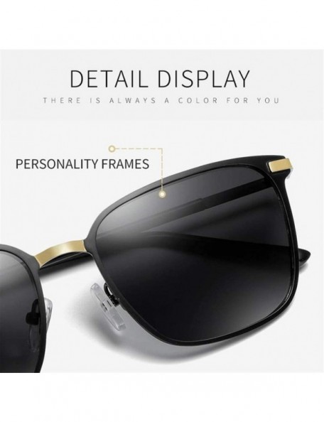 Goggle Men's Polarized Sunglasses Metal Square Sun Glasses Male Black Driving Goggles UV400 - Black Gold Green - CV199KXXZQZ ...