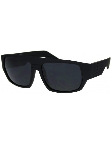 Rectangular Mens Flat Top Squared Futuristic Mobster Rectangular Racer Sunglasses - Matte Black - CS18R7LT9TQ $7.14