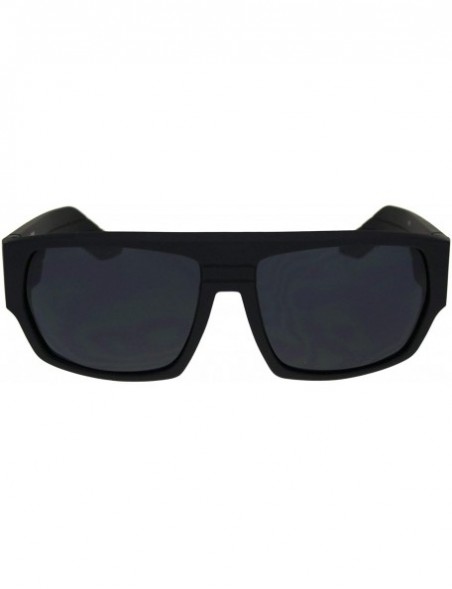 Rectangular Mens Flat Top Squared Futuristic Mobster Rectangular Racer Sunglasses - Matte Black - CS18R7LT9TQ $7.14