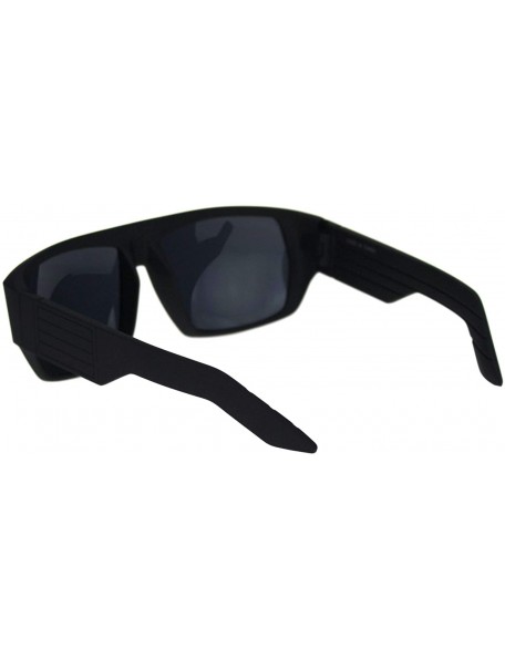 Rectangular Mens Flat Top Squared Futuristic Mobster Rectangular Racer Sunglasses - Matte Black - CS18R7LT9TQ $7.14
