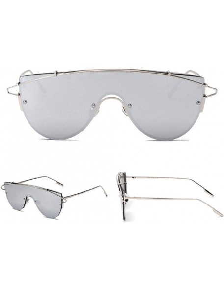 Oversized Fashion Luxury Aviator Rimless Sunglasses Metal Frame - D - CA18R83TDER $18.76
