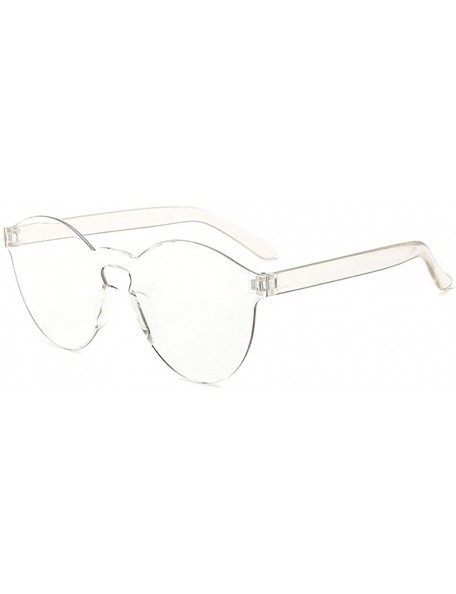 Round Unisex Fashion Candy Colors Round Sunglasses Outdoor UV Protection Sunglasses - Transparent - CU190QA78TE $20.32