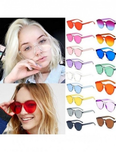 Round Unisex Fashion Candy Colors Round Sunglasses Outdoor UV Protection Sunglasses - Transparent - CU190QA78TE $20.32