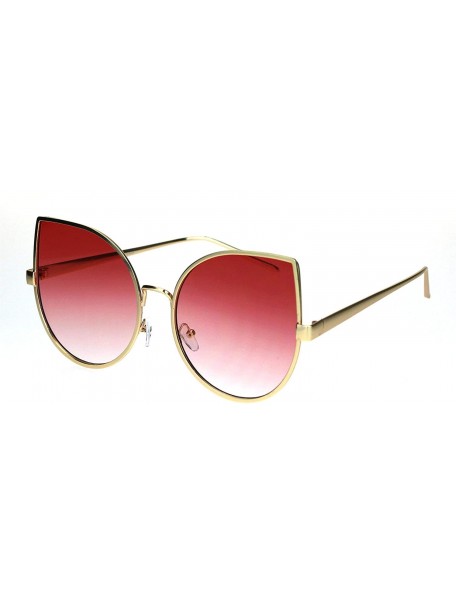 Round Womens Metal Rim Round Cat Eye Retro Fashion Sunglasses - Gold Red - CI12I79OLXT $7.68