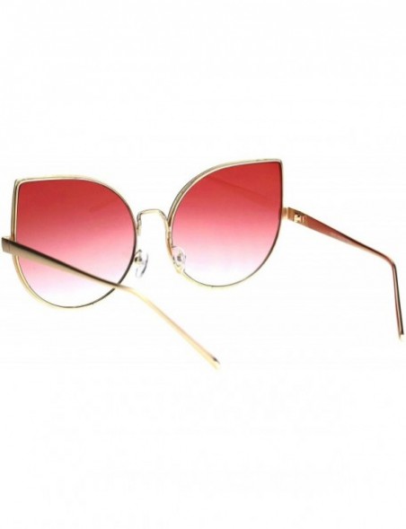 Round Womens Metal Rim Round Cat Eye Retro Fashion Sunglasses - Gold Red - CI12I79OLXT $7.68