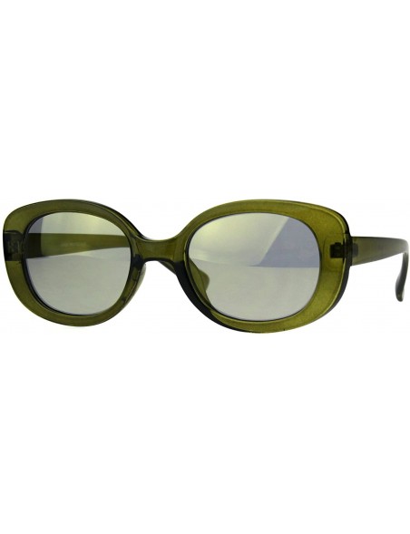 Rectangular Oval Rectangular Sunglasses Vintage Retro Womens Shades Mirror Lens UV 400 - Olive (Gold Mirror) - CO18087UO8Y $1...