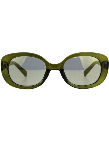 Rectangular Oval Rectangular Sunglasses Vintage Retro Womens Shades Mirror Lens UV 400 - Olive (Gold Mirror) - CO18087UO8Y $1...