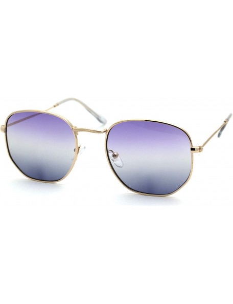 Rectangular Mens Hippie Pimp Tiedye Lens Rectangular Dad Metal Rim Sunglasses - Gold Purple Black - CV18UIRSOGW $14.42