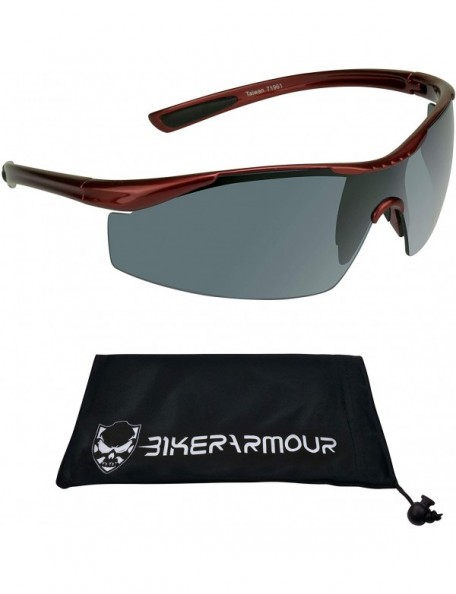 Wrap Semi Rimless Lightweight Sport Sunglass for Golf- Fishing- Running- and Cycling - Red - CB12EXJTSCV $13.23