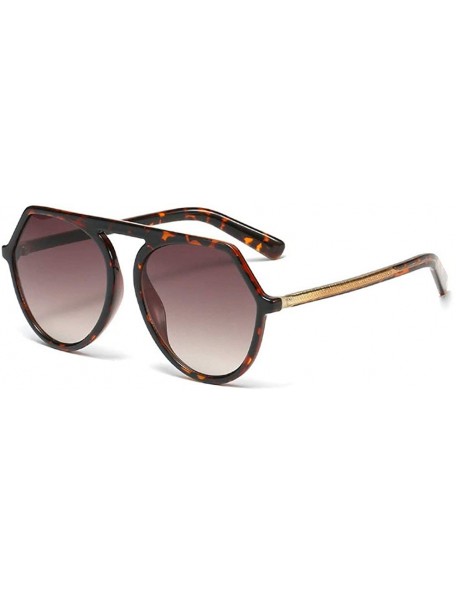 Round Retro Built-in Metal Feet Sunglasses Round Men Women Fashion Pilot Shades Glasses UV400 - Leopard - CF194QTGLNA $9.81