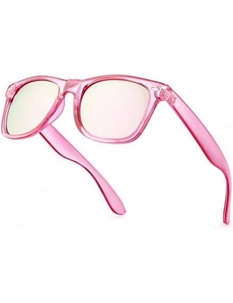 Sport Retro 80's Fashion Sunglasses - Colorful Neon Translucent Frame - Mirrored Lens - C11965IGGXS $8.17