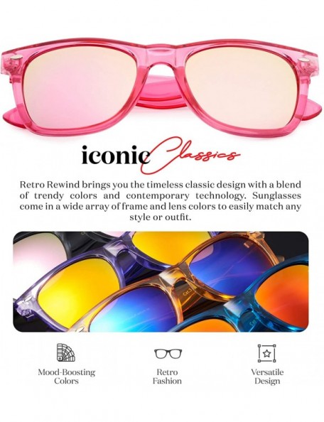 Sport Retro 80's Fashion Sunglasses - Colorful Neon Translucent Frame - Mirrored Lens - C11965IGGXS $8.17