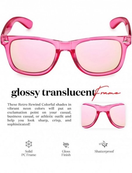 Sport Retro 80's Fashion Sunglasses - Colorful Neon Translucent Frame - Mirrored Lens - C11965IGGXS $8.17