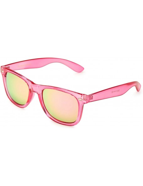 Sport Retro 80's Fashion Sunglasses - Colorful Neon Translucent Frame - Mirrored Lens - C11965IGGXS $8.17