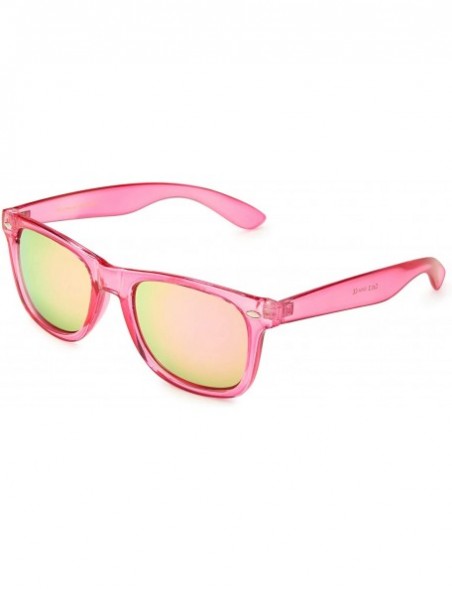 Sport Retro 80's Fashion Sunglasses - Colorful Neon Translucent Frame - Mirrored Lens - C11965IGGXS $8.17