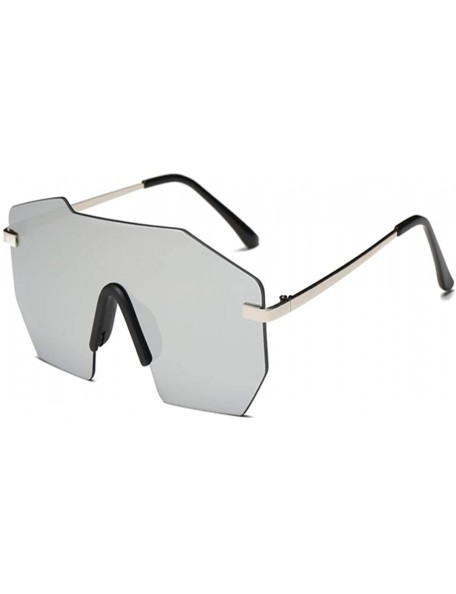 Square Rimless Sunglasses Men Oversized Goggles Designer Classic Integrated Female Male Unisex Sun Glass - Silver - C118Y8GXO...