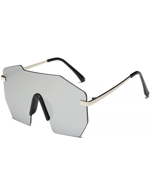 Square Rimless Sunglasses Men Oversized Goggles Designer Classic Integrated Female Male Unisex Sun Glass - Silver - C118Y8GXO...