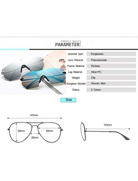 Square Rimless Sunglasses Men Oversized Goggles Designer Classic Integrated Female Male Unisex Sun Glass - Silver - C118Y8GXO...