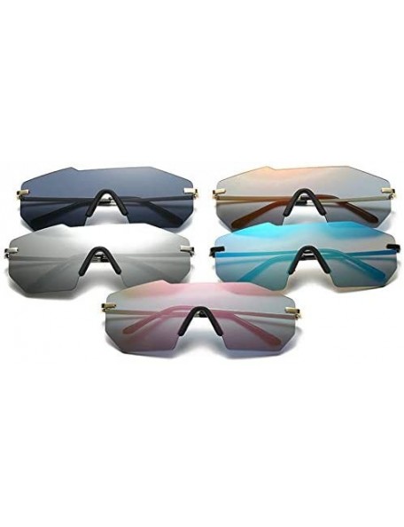 Square Rimless Sunglasses Men Oversized Goggles Designer Classic Integrated Female Male Unisex Sun Glass - Silver - C118Y8GXO...