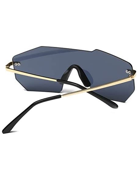 Square Rimless Sunglasses Men Oversized Goggles Designer Classic Integrated Female Male Unisex Sun Glass - Silver - C118Y8GXO...