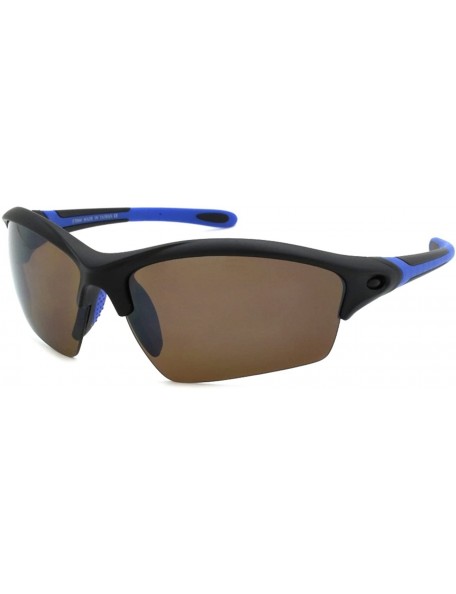 Sport Men's Half Rim Sports Sunglasses with Flash Mirror Lens 570060/FM - Matte Black - C81271CG3YN $8.30