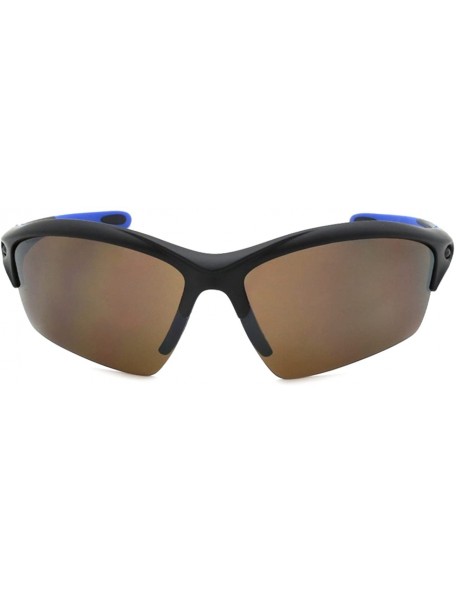 Sport Men's Half Rim Sports Sunglasses with Flash Mirror Lens 570060/FM - Matte Black - C81271CG3YN $8.30