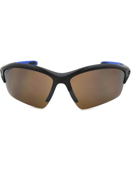 Sport Men's Half Rim Sports Sunglasses with Flash Mirror Lens 570060/FM - Matte Black - C81271CG3YN $8.30