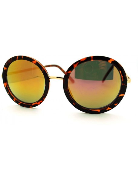 Oversized Vintage Fashion Sunglasses Super Oversized Round Circle Reflective Lens - Tortoise - CW11HQ2ONS7 $9.38