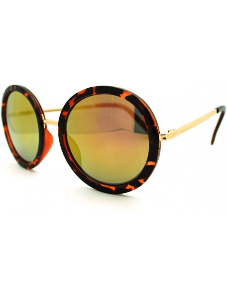 Oversized Vintage Fashion Sunglasses Super Oversized Round Circle Reflective Lens - Tortoise - CW11HQ2ONS7 $9.38