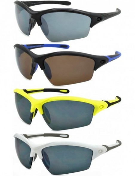 Sport Men's Half Rim Sports Sunglasses with Flash Mirror Lens 570060/FM - Matte Black - C81271CG3YN $8.30