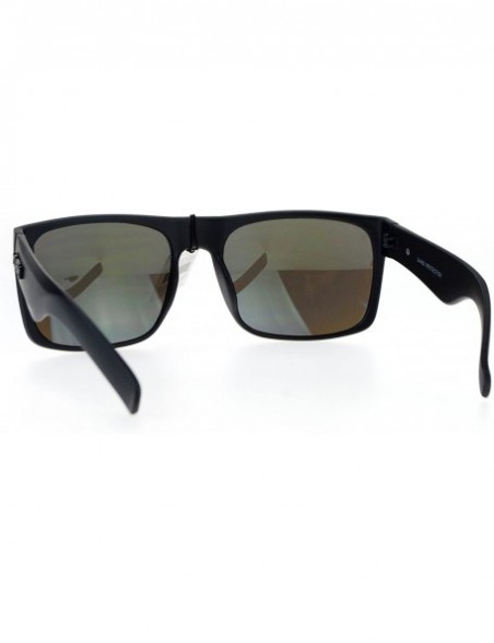 Square Mens Kush Sunglasses Square Rectangular Black Frame Mirrored Lens UV 400 - Matte Black (Teal Mirror) - CN186SX3CQU $10.66