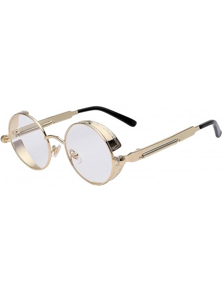 Round Steampunk Retro Gothic Vintage Colored Metal Round Circle Frame Sunglasses Colored Lens - CL186TGM7RH $10.62