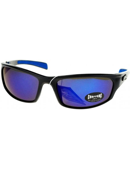 Wrap Mens Sunglasses Sports Biker Fashion Oval Wrap Around Frame - Black Blue - CO11ZZJUNF5 $18.12