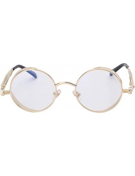 Round Steampunk Retro Gothic Vintage Colored Metal Round Circle Frame Sunglasses Colored Lens - CL186TGM7RH $10.62