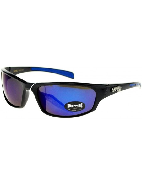 Wrap Mens Sunglasses Sports Biker Fashion Oval Wrap Around Frame - Black Blue - CO11ZZJUNF5 $11.67