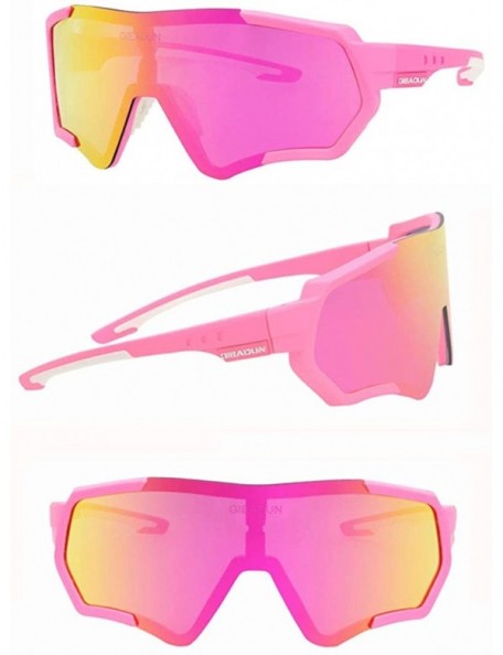 Sport Cycling Glasses Sports Sunglasses Polarized UV400 Protection Baseball Ski Running - Pink - CK18G6KLZ8C $26.68