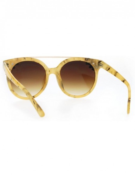 Round Diva Fashion Sunglasses Rhinestone Decors Womens Bling Glam Shades UV 400 - Tan (Brown) - CJ186AC545E $10.66