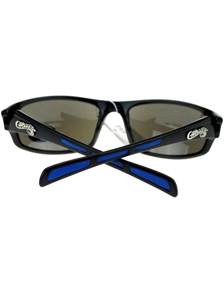 Wrap Mens Sunglasses Sports Biker Fashion Oval Wrap Around Frame - Black Blue - CO11ZZJUNF5 $11.67