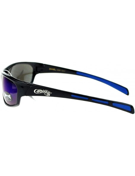 Wrap Mens Sunglasses Sports Biker Fashion Oval Wrap Around Frame - Black Blue - CO11ZZJUNF5 $11.67