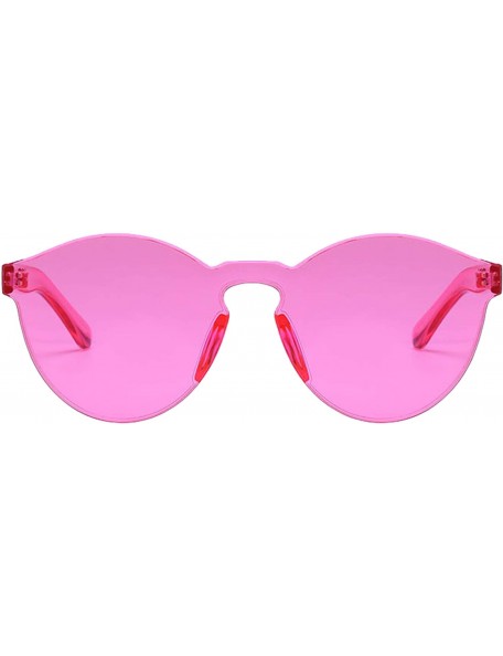 Round Rimless Tinted Sunglasses Transparent Candy Color Glasses - Pink - C218Q9U5YC0 $16.55