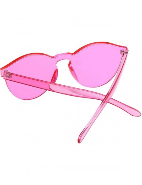 Round Rimless Tinted Sunglasses Transparent Candy Color Glasses - Pink - C218Q9U5YC0 $16.55