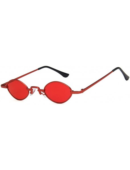 Oval Unisex Sunglasses Retro Red Drive Holiday Oval Non-Polarized UV400 - Red - C718RI0SX8U $9.86